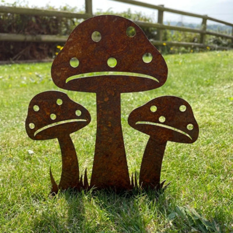 Image of Poppy Forge Toadstool On Spike - Bare Metal/ready To Rust - L15 X W19 X H20 Cm