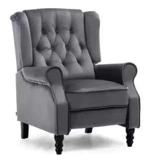 Image of Althorpe Velvet Recliner Chair - Grey