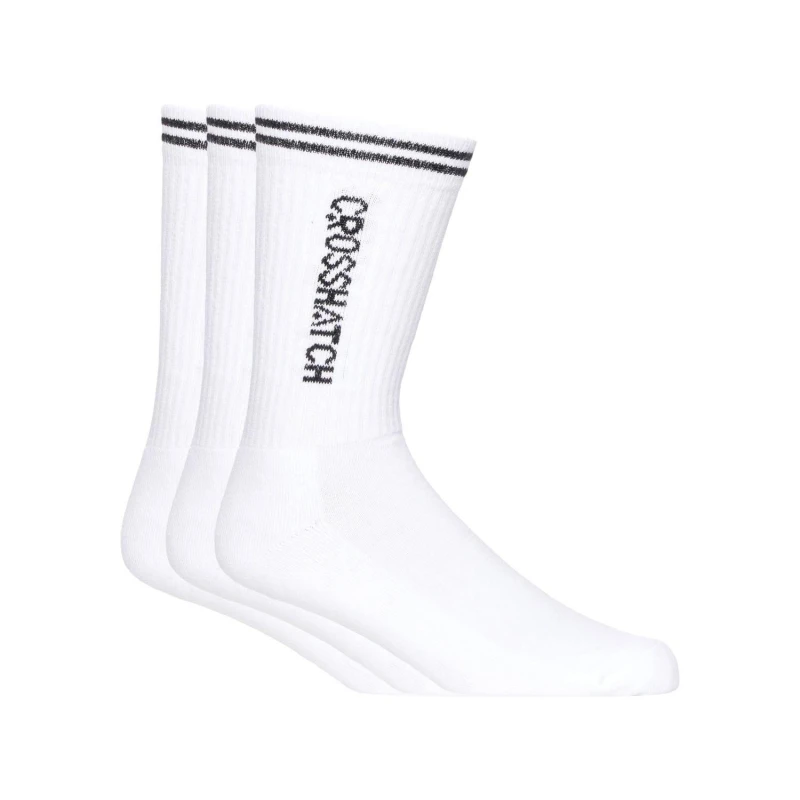 Image of Crosshatch Crosshatch Men Peppy Sports Socks 3pk in White White One Size Male 5059294596381