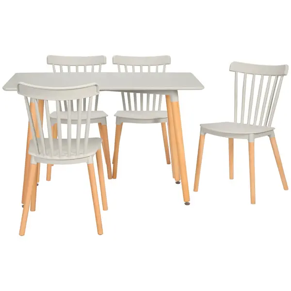 Image of 5 Piece Dining Table and Chairs Set Space Saving Dining Table 4 Chairs
