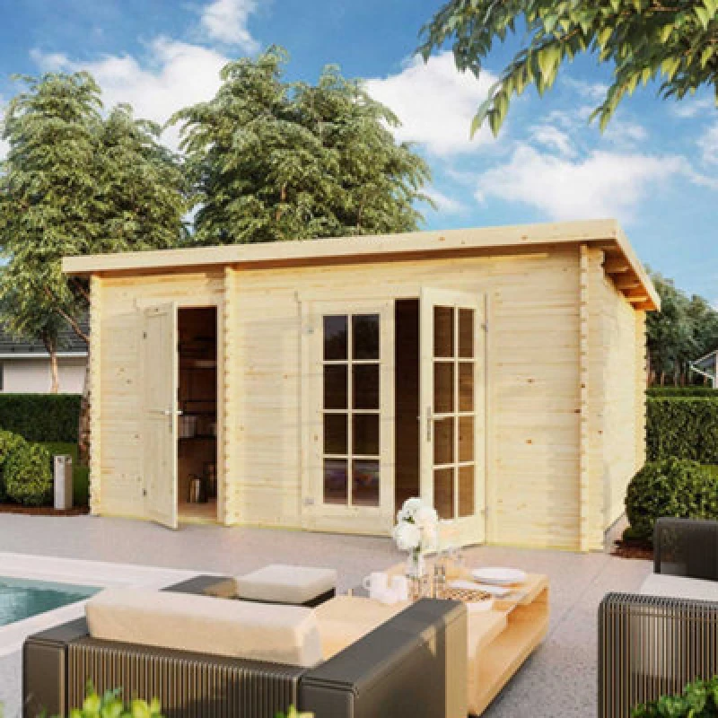 Image of Lasita Maja Lasita Osland Belmont 2 Two Room Log Cabin - 4.25M X 2.8M - Summer House With Side Store