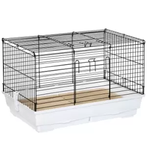 Image of PawHut Indoor Small Animal Cage with Wood Floor, Bunny Guinea Pig House with Removable Tray, 61.5 x 38 x 40 cm, White