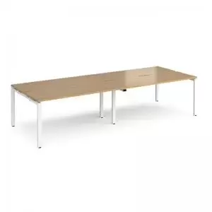 Image of Adapt double back to back desks 3200mm x 1200mm - white frame and oak