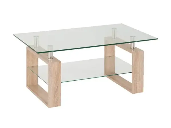 Image of Seconique Milan Glass and Oak Coffee Table