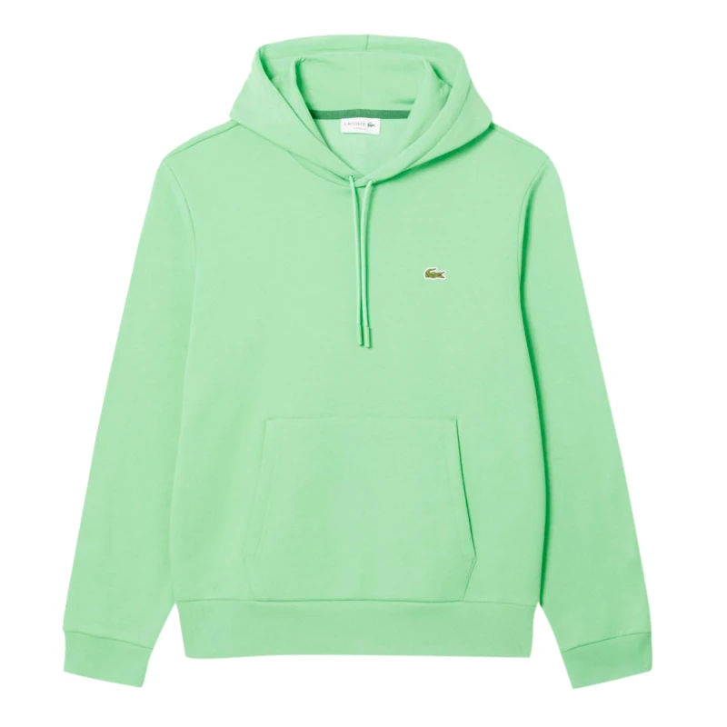 Image of Lacoste Organic Cotton Fleece Hoodie Green male XS
