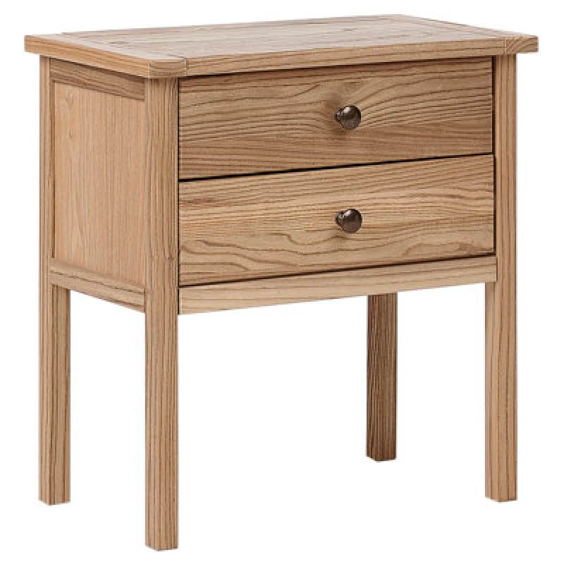 Image of Beliani 2 Drawer Bedside Table Salton Sassafras Wood Brown