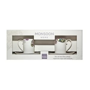 Image of Denby Monsoon Cosmic Espresso Cup and Saucer Set X 2
