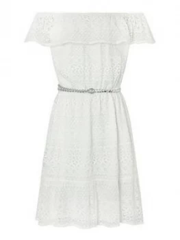 Image of Monsoon Girls Storm Leah Lace Dress - Ivory, Size 7-8 Years, Women