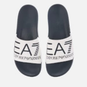 Image of Emporio Armani EA7 Logo Slide Sandals Blue/White Size 9 Men