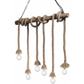 Image of Ideal Lux Lighting - Ideal Lux Canapa - 6 Light Ceiling Pendant Brown, E27