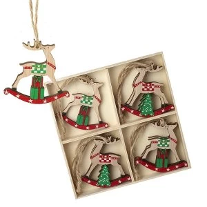 Image of Wooden Hanging Rocking Deers Decorations