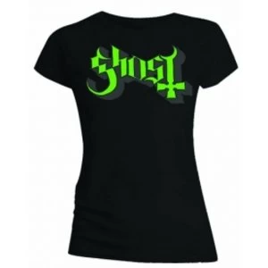 Image of Ghost Green Grey Keyline Logo Skinny Ladies T Shirt: Mediu