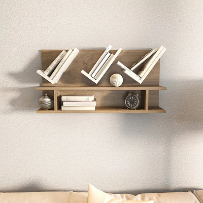 Image of Decorotika Larissa Wall Shelf Bookcase Wall Mounted Shelving Unit White unisex