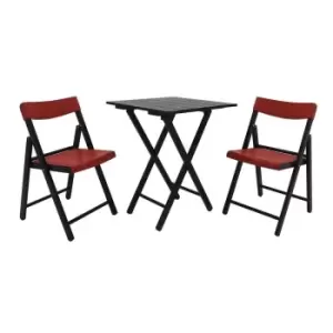 Image of Tramontina Teak Wood 3 Pcs. Folding Bistro Set - Tobacco Red