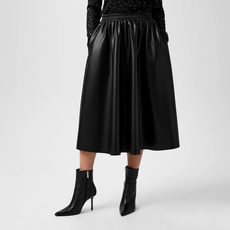 Image of Biba Biba PU Full Skirt - Black 8