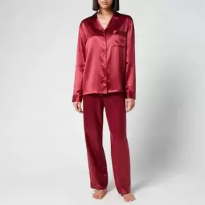 Image of Freya Silk Pyjamas - Claret Rose - M