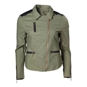 Image of Nintendo - Legend of Zelda Royal Crest Logo Female Small Biker Jacket - Green/Black