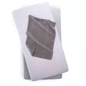 Image of Clair de Lune 3 Piece Stars & Stripes Bedding Set - Cot Bed - Grey