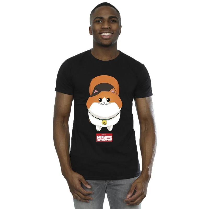 Image of Disney Men Big Hero 6 Baymax Kitten Face T-Shirt in Black Size: Small Black S Male 5059934824768