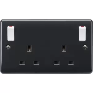 Image of 13A 2G dp switched socket with white outboard rockers [Part m compliant] - PM9001 - Knightsbridge