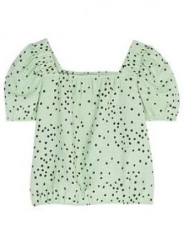Image of Mintie By Mint Velvet Girls Lila Green Spot Top - Green