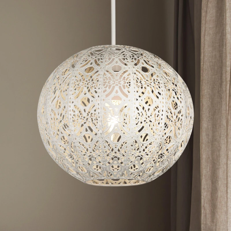 Image of Lighting Collection Cream Fretwork Globe Shade Cream unisex One Size