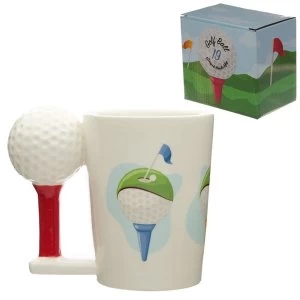 Image of Golf Ball and Tee Ceramic Shaped Handle Mug