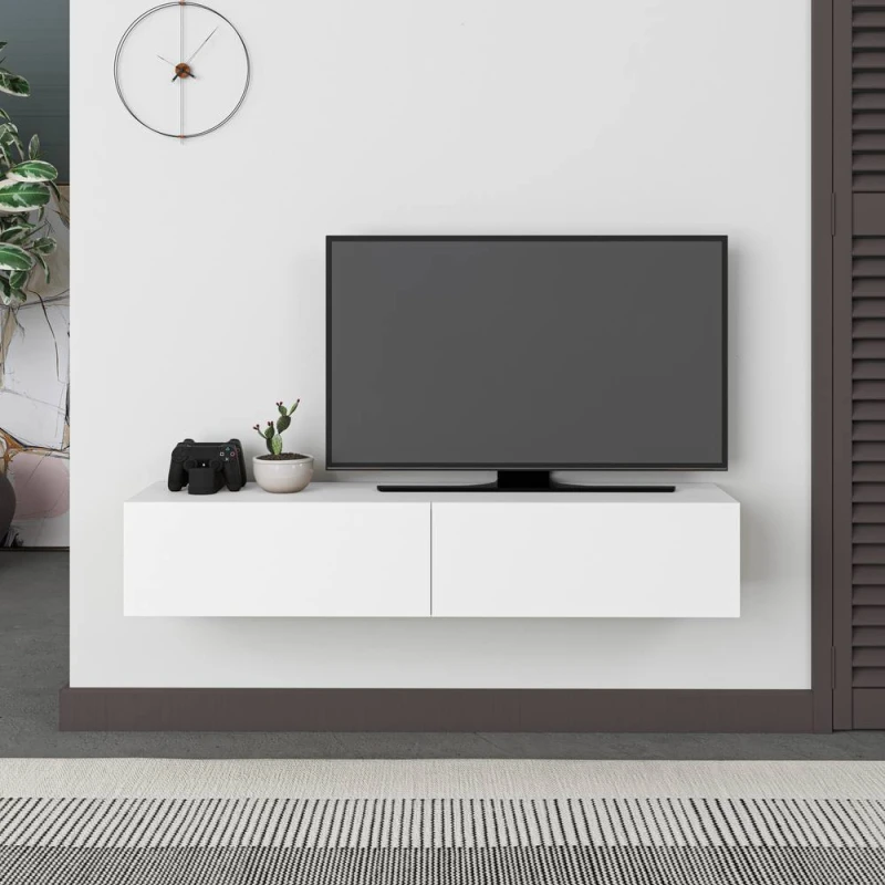 Image of Decortie Francy' Modern TV Unit with Storage TV Cabinet 135cm in White Size: 1 Pack White Unisex 1 Pack