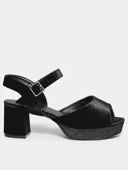 Image of Yours Extra Wide Fit Peep Toe Platform Velvet Black, Size Eee, Women