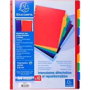 Image of Exacompta Dividers 86003E A4 Maxi 10 Part Perforated Polypropylene Blank Pack of 10