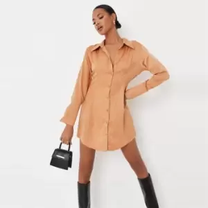Image of Missguided Fit Shirt Dress Satin - Orange