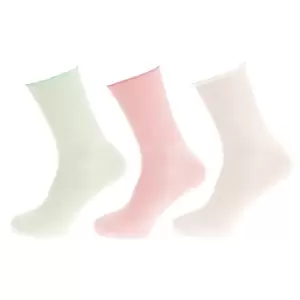 Image of Universal Textiles Womens/Ladies Bamboo Diabetic Wellness Socks (3 Pairs) (4-8 UK) (White/Light Green/Pink)