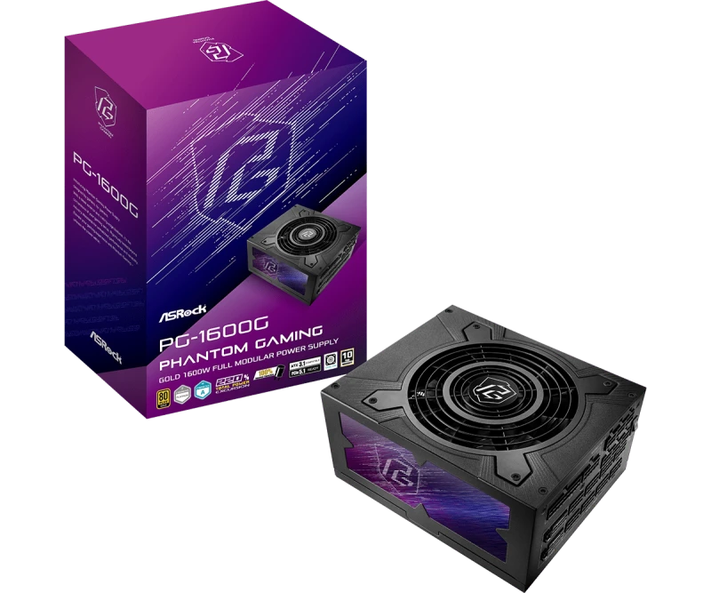 Image of ASRock PG-1600G 1600W Fully Modular 80+ Gold ATX Power Supply - Black