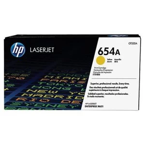 Image of HP 654A Yellow Laser Toner Ink Cartridge