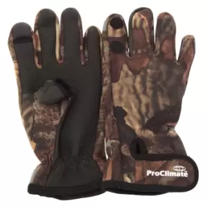 Image of Floso Mens Neoprene Premium Angling/Fishing Gloves (S/M) (Camouflage)