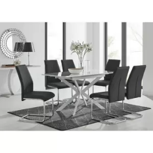 Image of Lira 120 Extending Dining Table and 6 Black Lorenzo Chairs - Black