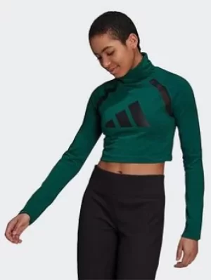 Image of adidas Sportswear Long-sleeve Top, Green, Size 2Xs, Women