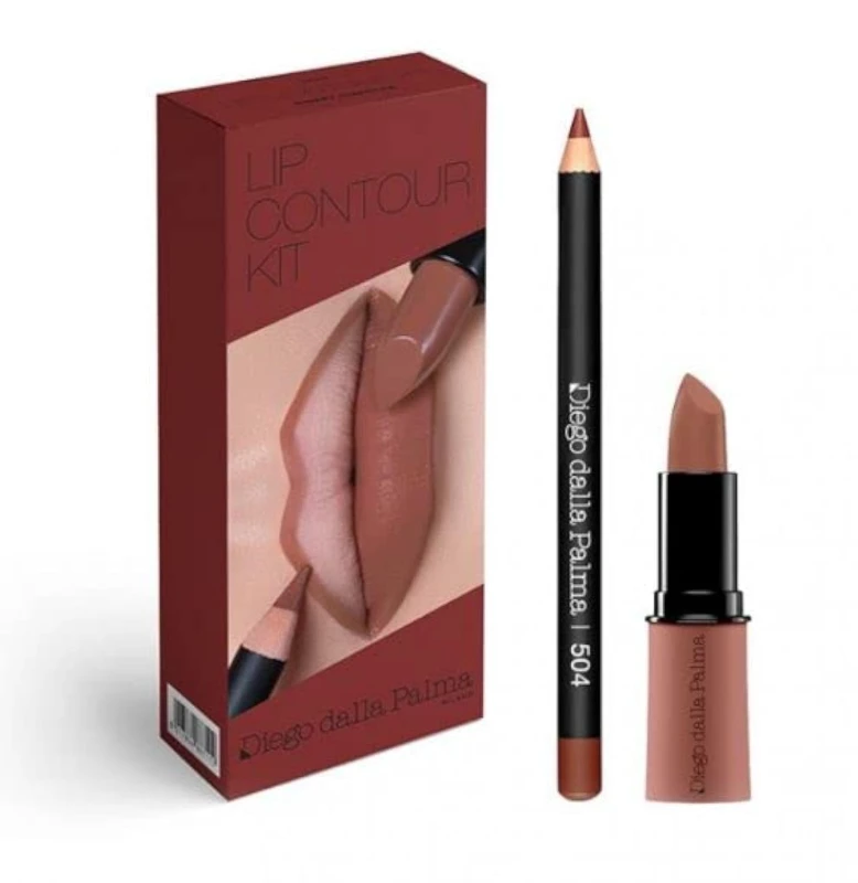 Image of Diego Dalla Palma Lip Contour Kit Gianduja 504 2 Piece Gift Set: Lipstick 4g - Lip Liner 1.1g