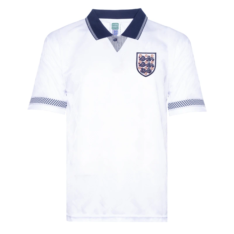 Image of Score Draw England 1990 World Cup Finals Retro Football Shirt ENG90HWCFPYSS-XS XS Mens Sportswear