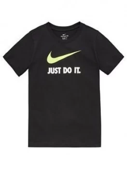 Image of Nike Sportswear Kids Just Do It Swoosh Tee - Black/Volt