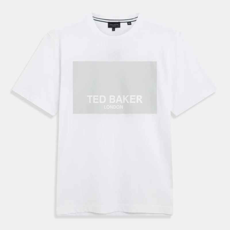 Image of Ted Baker SS Box Graphic Logo Tee Regular Fit T-Shirts XS (1) White 59640201310