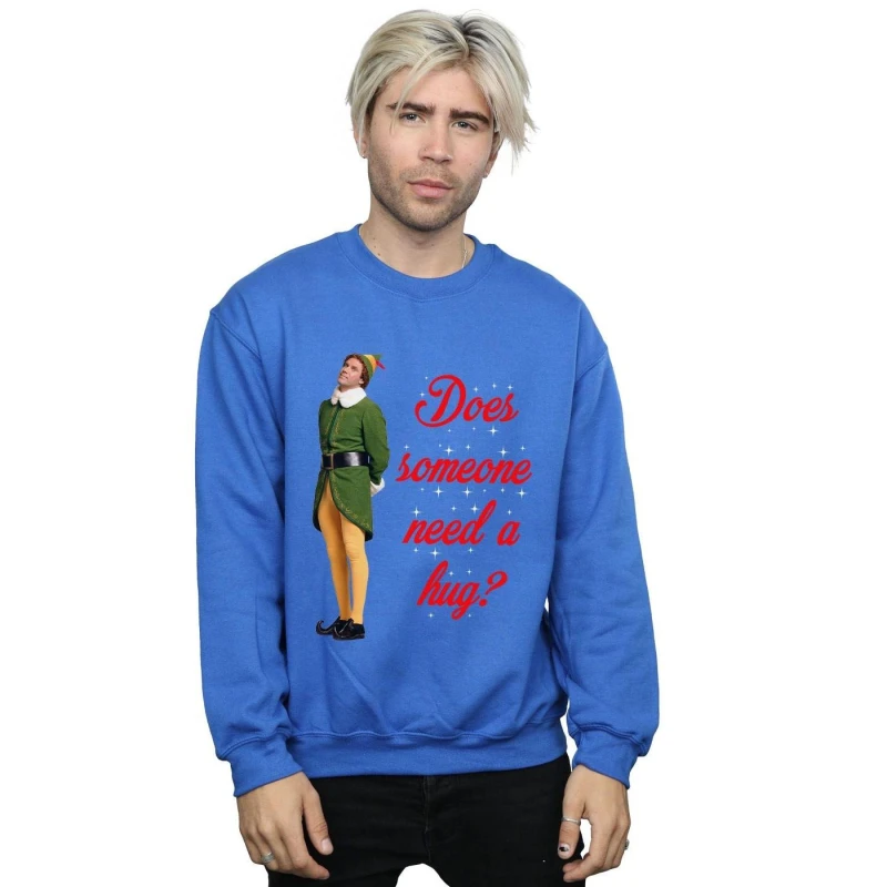 Image of Elf Elf Men Hug Buddy Sweatshirt in Blue Size: Small Blue S Male 5057736084496