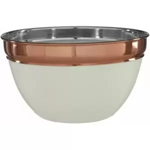 Image of Copper / Cream Bowl For Salad / Serving / Punch / Large Bowls With Minimalistic Design And Painted Rim Finish With Silicone Bottom For Stability 22 x