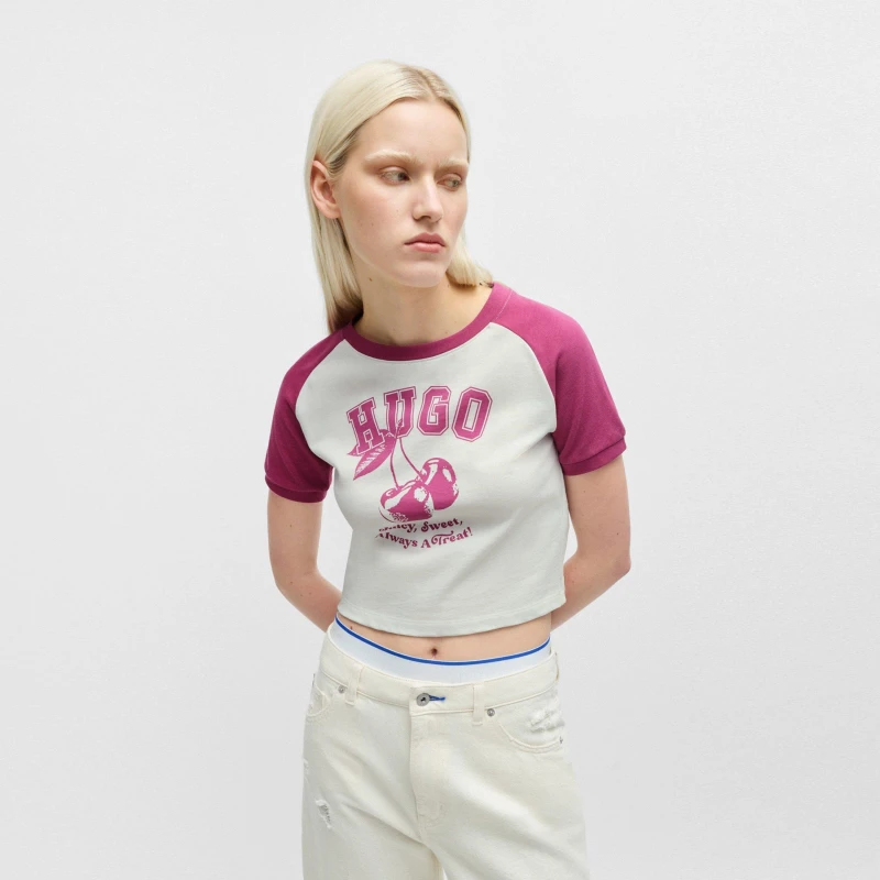 Image of Hugo Dana B Cropped T-Shirt Medium Pink female XS