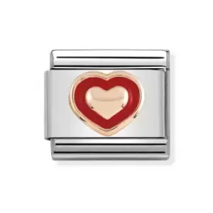Image of Nomination Classic Rose Gold Red Heart Charm