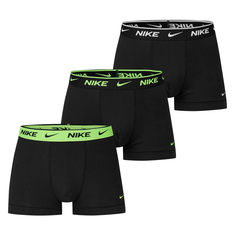 Image of Nike 3 Pack Everyday Cotton Trunks Mens Volt/Blk/Blk male X Small