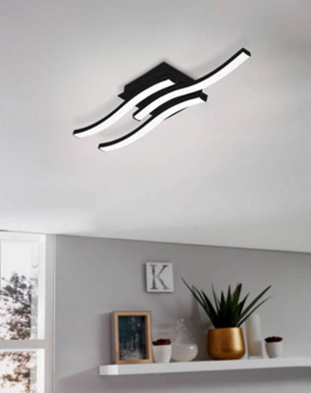 Image of Eglo Basic Cabezas-e Black Steel & Plastic 3 Flame Wall/Ceiling Light, 4000K 74043