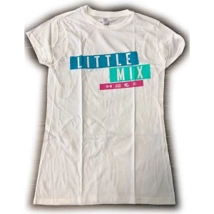 Image of Little Mix - Logo Blue/Pink Womens Small T-Shirt - White