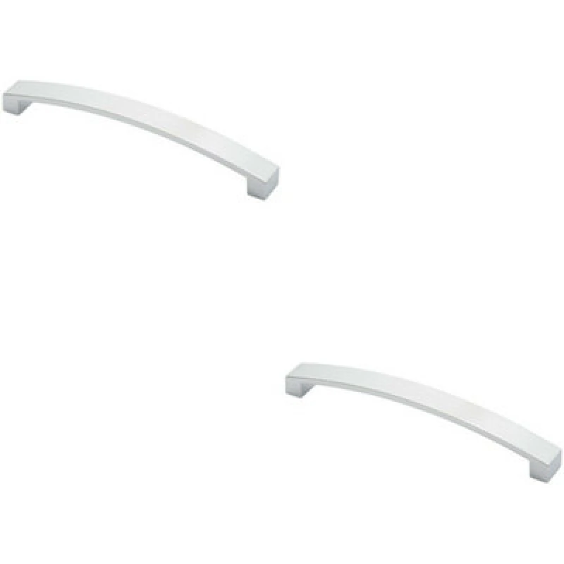Image of Loops 2x Flat Curved Bow Pull Handle 238 x 25mm 224mm Fixing Centres Polished Chrome Multi unisex