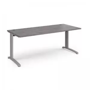Image of TR10 straight desk 1800mm x 800mm - silver frame and grey oak top
